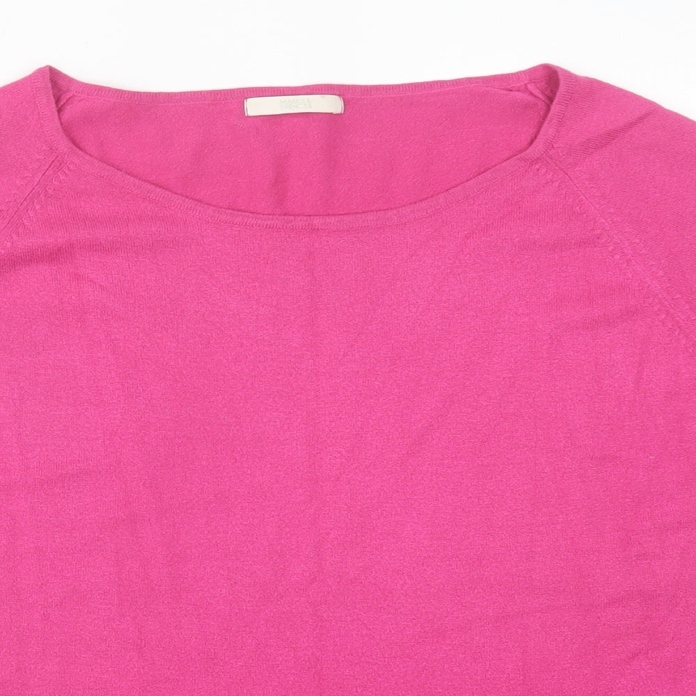 Marks and Spencer Womens Pink Viscose Basic T-Shirt Size 20 Crew Neck