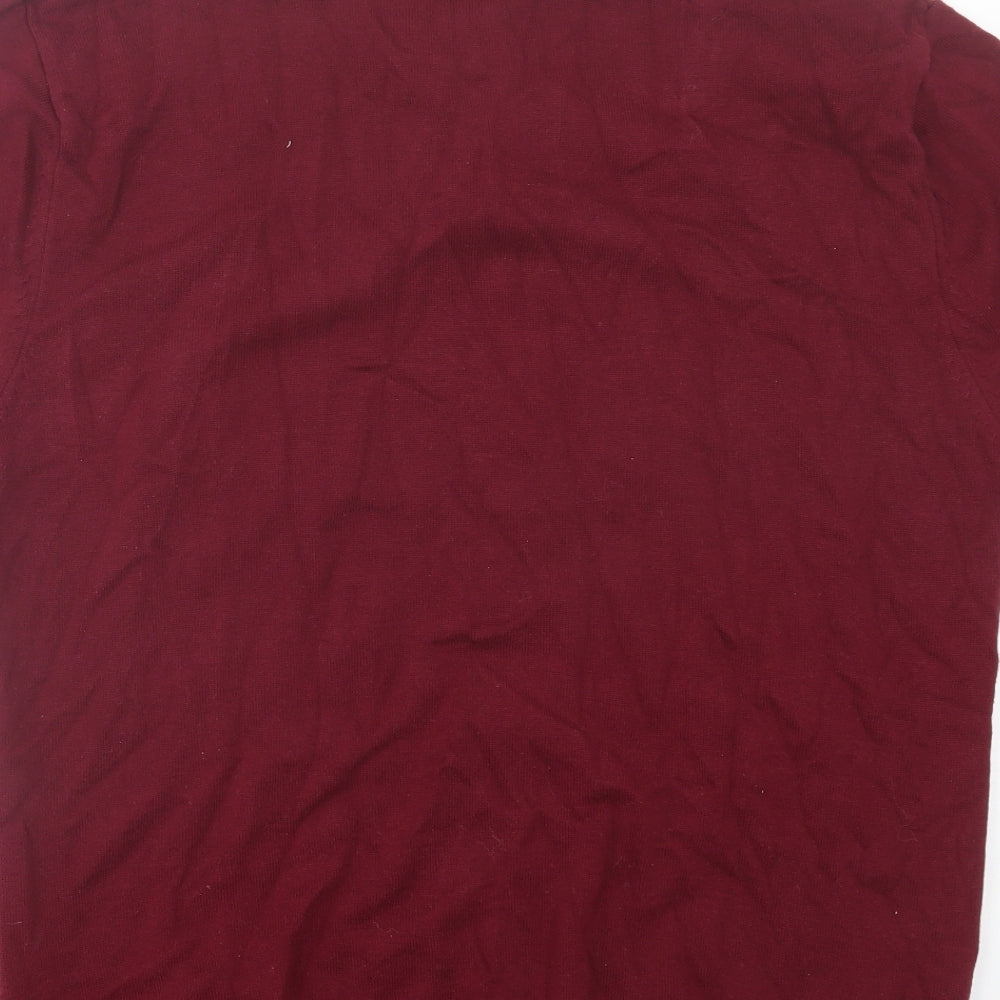 NEXT Mens Red Striped Cotton Polo Size XL Collared Button