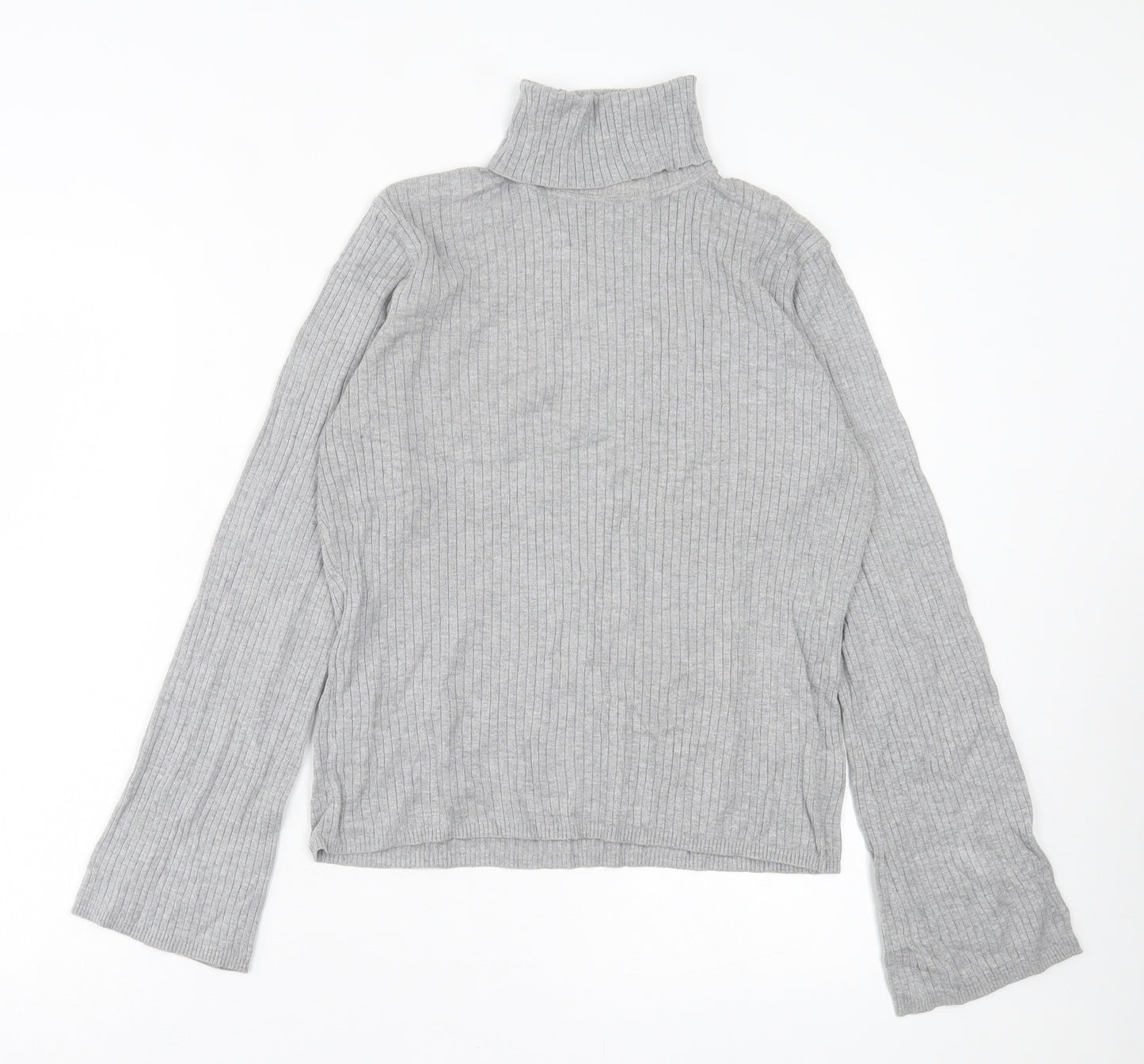 NEXT Womens Grey Roll Neck Acrylic Pullover Jumper Size 16 - Ribbed Fabric