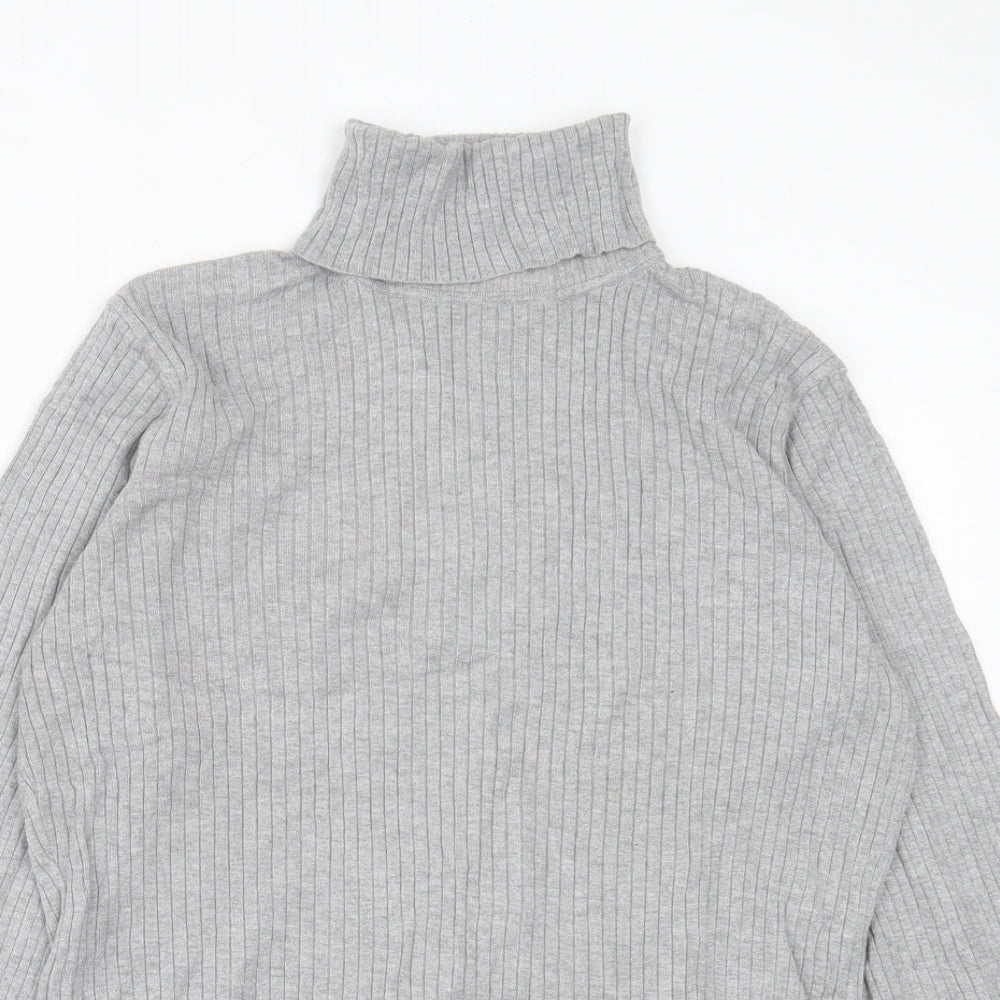 NEXT Womens Grey Roll Neck Acrylic Pullover Jumper Size 16 - Ribbed Fabric