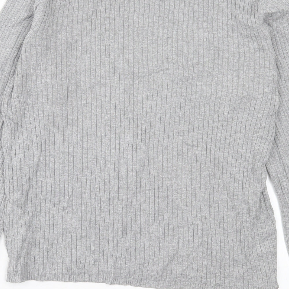 NEXT Womens Grey Roll Neck Acrylic Pullover Jumper Size 16 - Ribbed Fabric
