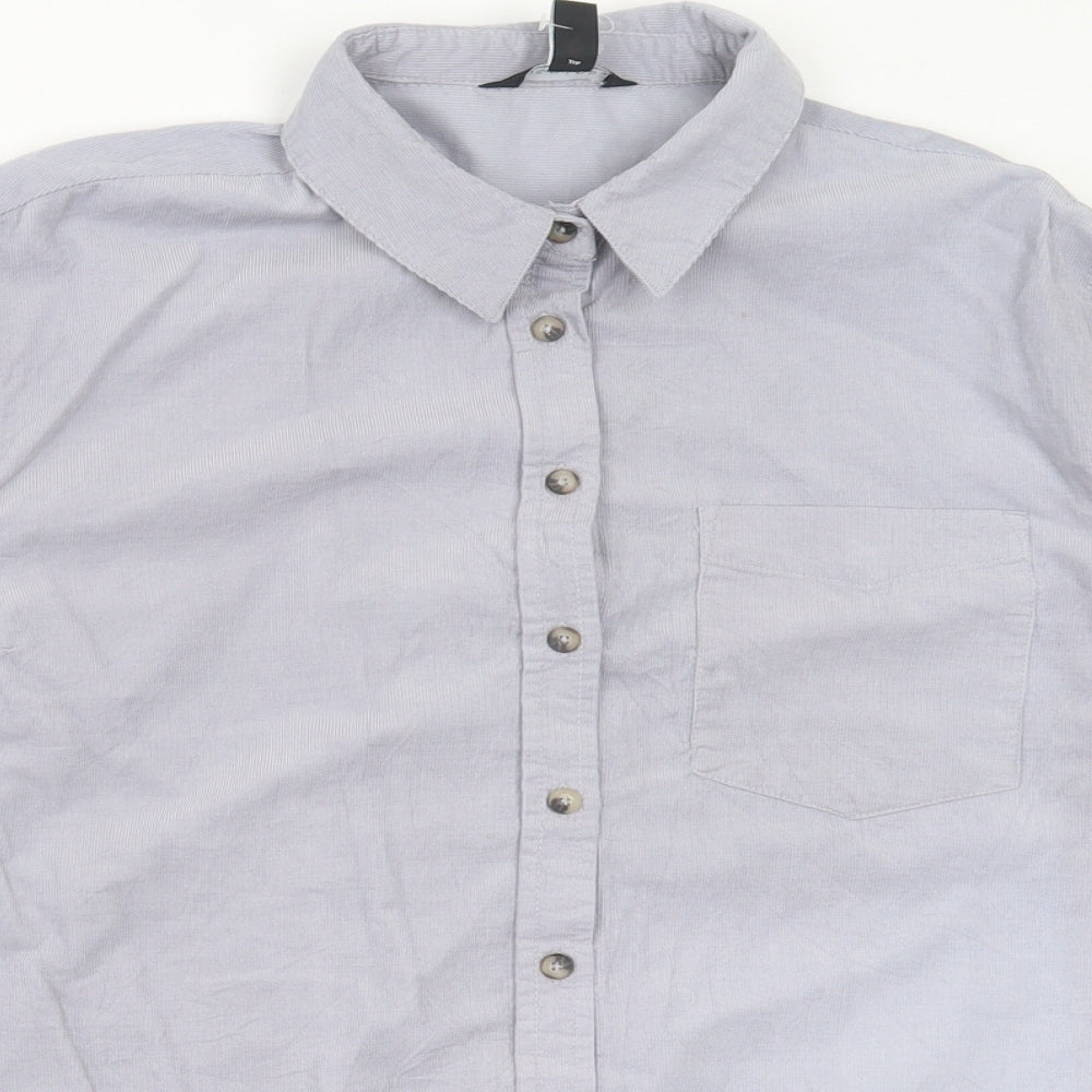NEXT Womens Blue Cotton Basic Button-Up Size 12 Collared - Pocket Detail