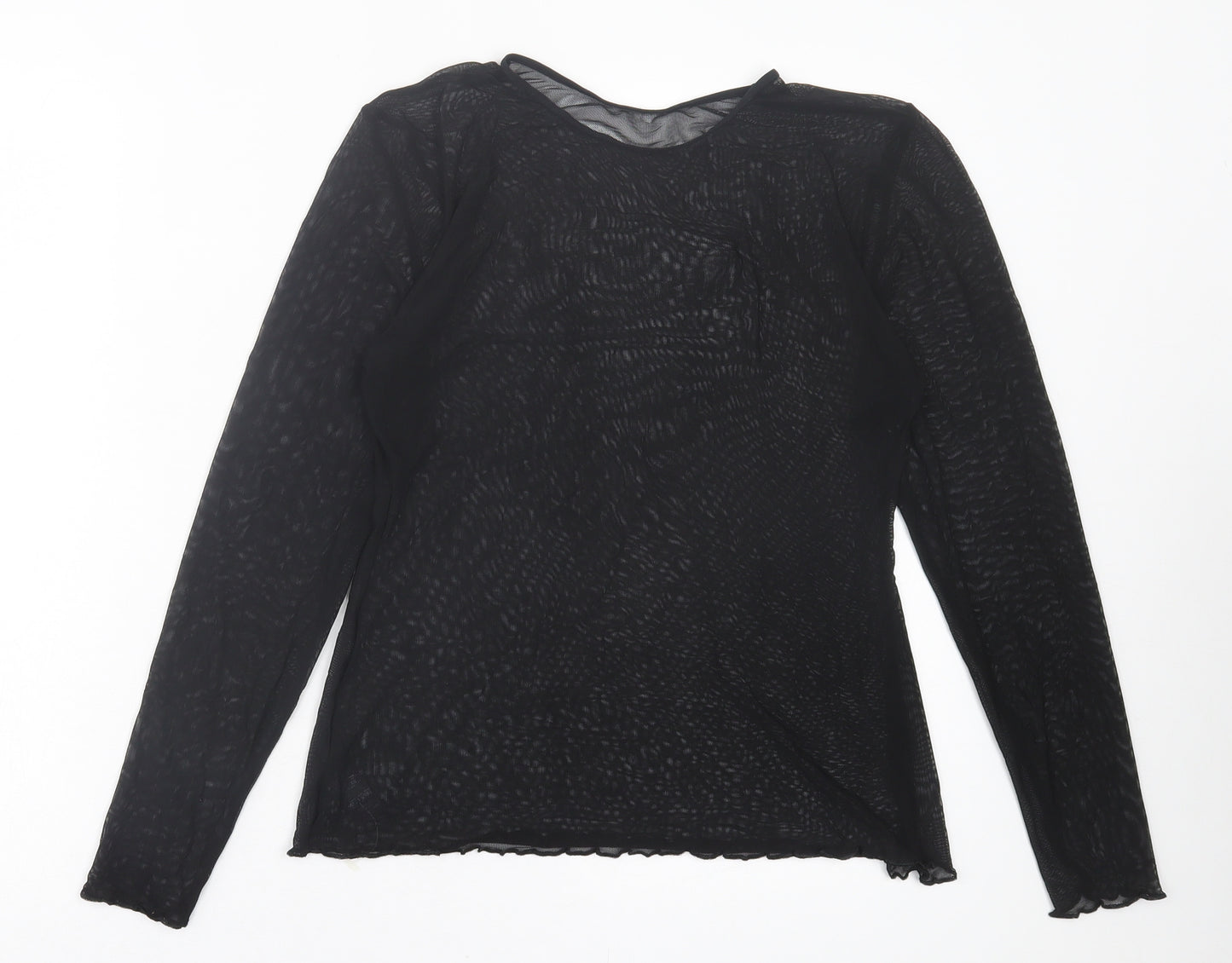 Marks and Spencer Womens Black Polyamide Basic T-Shirt Size 18 Crew Neck - Lettuce edging