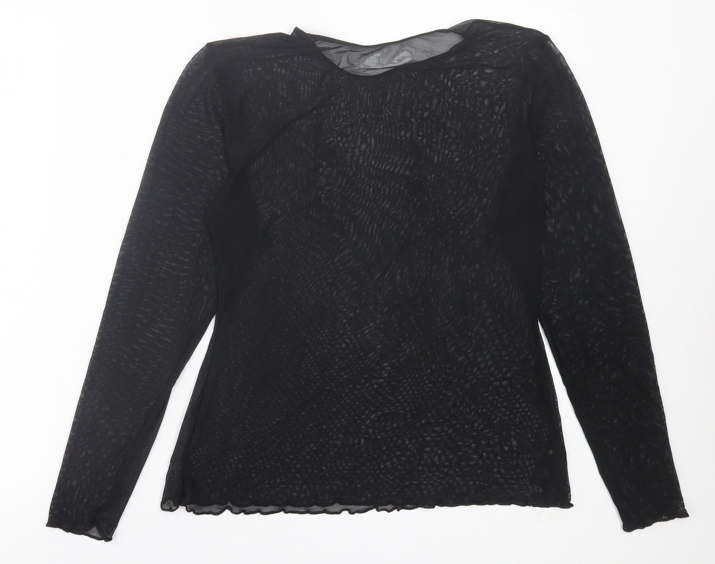 Marks and Spencer Womens Black Polyamide Basic T-Shirt Size 18 Crew Neck - Lettuce edging