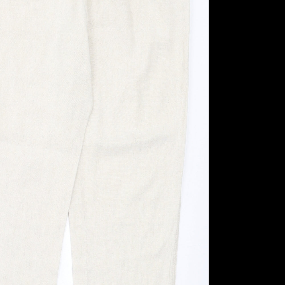 F&F Womens Beige Linen Trousers Size 16 L27 in Regular Drawstring