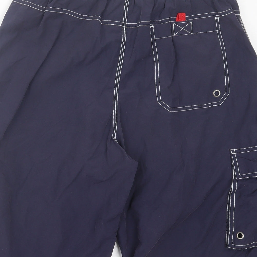 Marks and Spencer Mens Blue Cotton Cargo Shorts Size M L11 in Regular Drawstring
