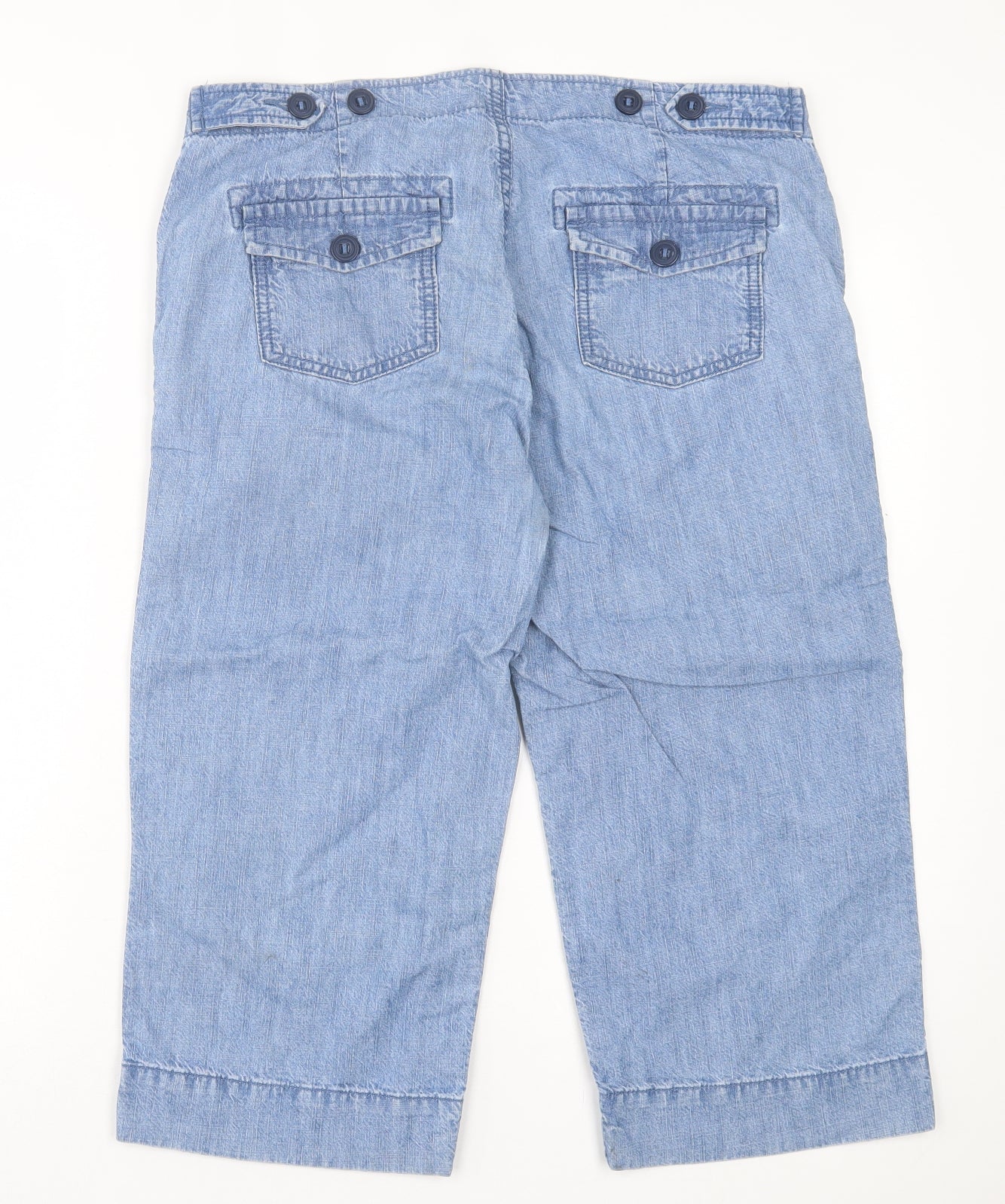 Marks and Spencer Womens Blue Cotton Bermuda Shorts Size 14 L19 in Regular Button