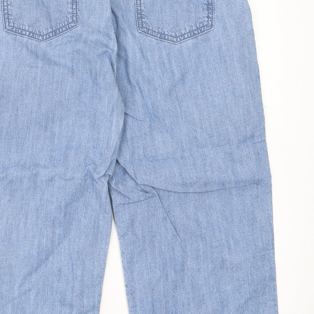 Marks and Spencer Womens Blue Cotton Bermuda Shorts Size 14 L19 in Regular Button