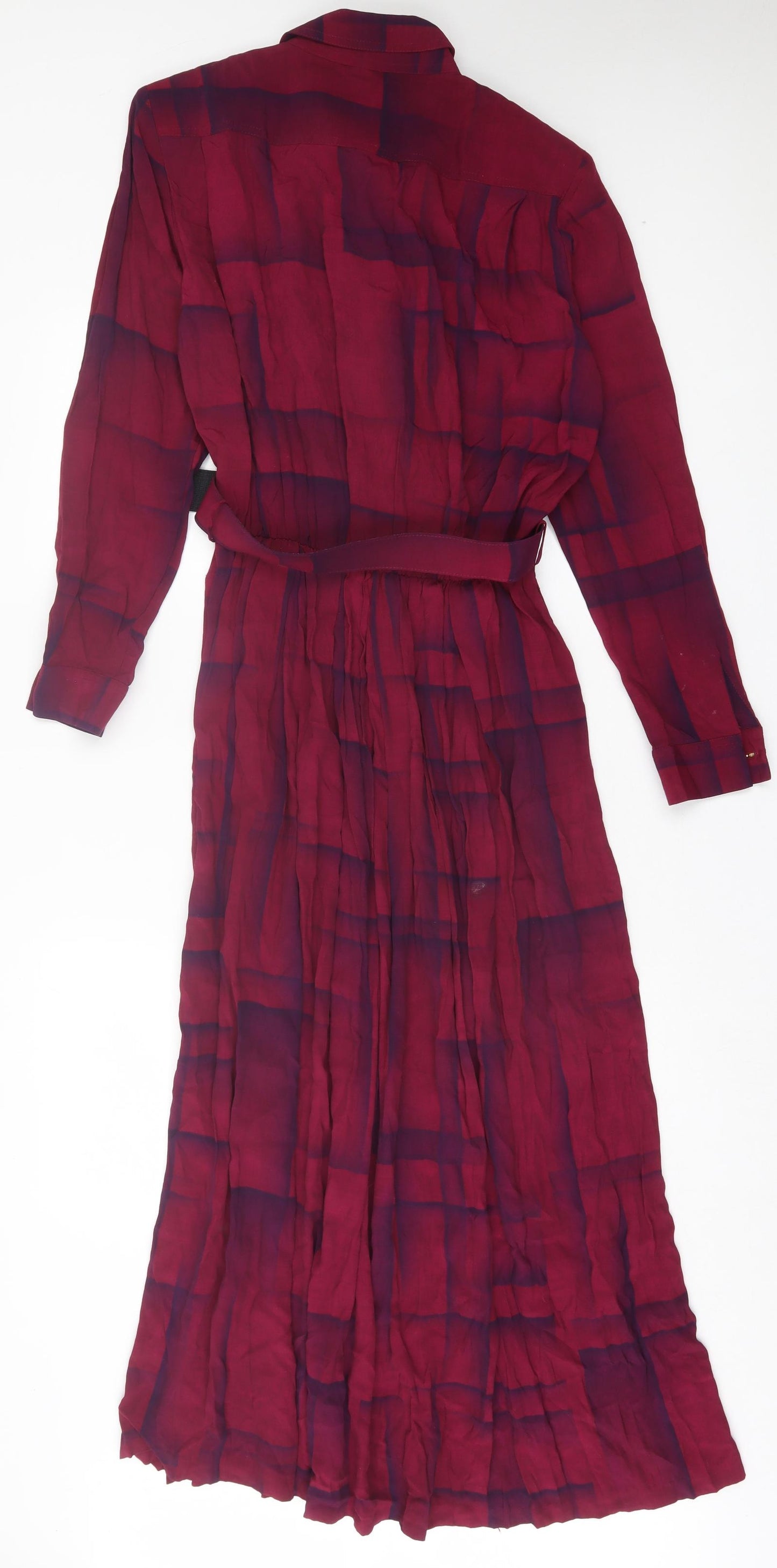 Mandy Marsh Womens Purple Geometric Polyester Shirt Dress Size 12 Collared Button