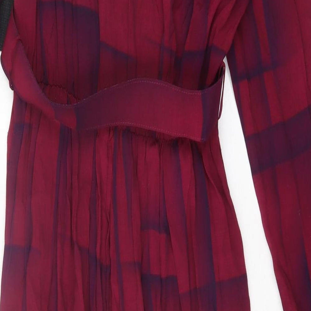 Mandy Marsh Womens Purple Geometric Polyester Shirt Dress Size 12 Collared Button