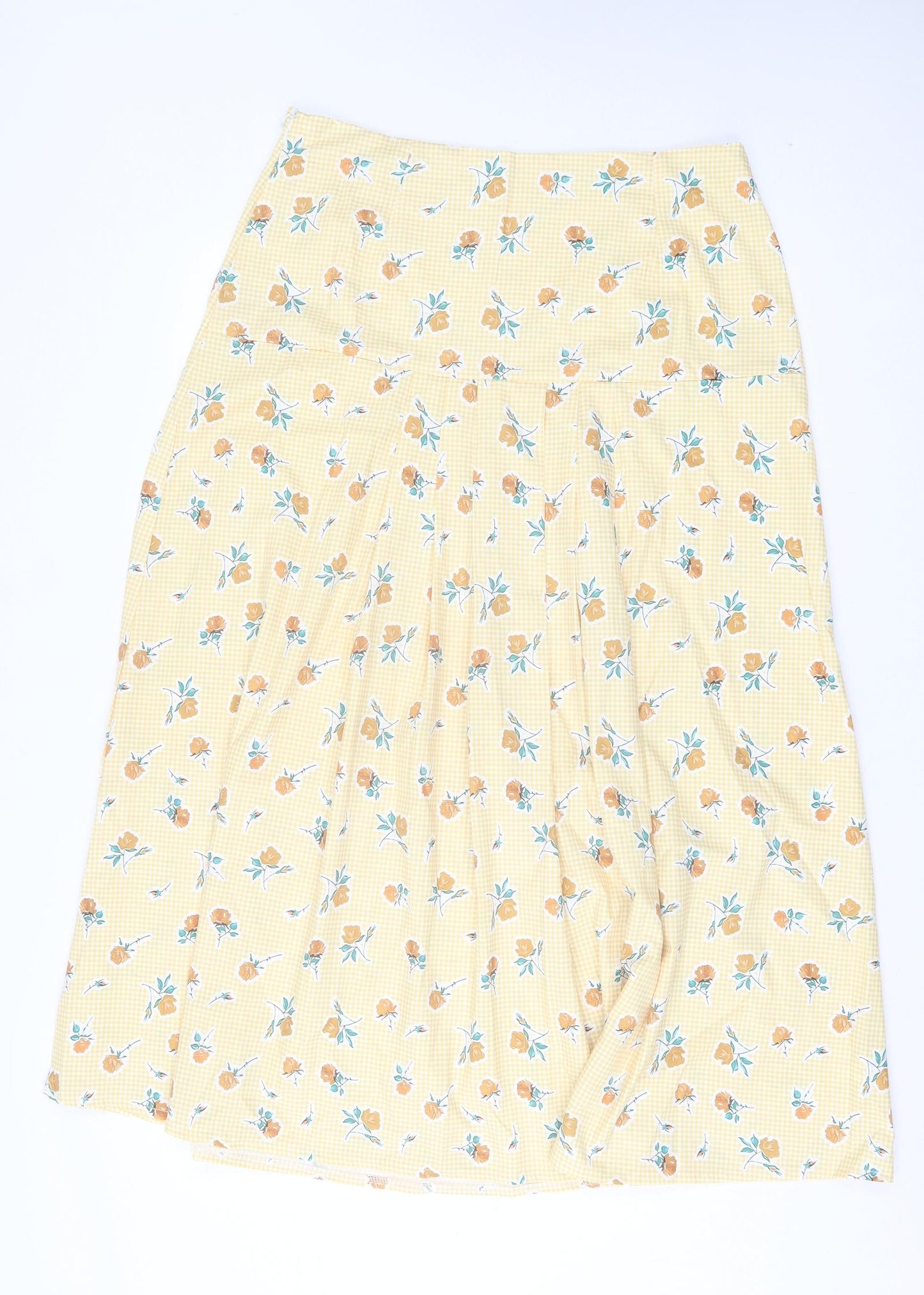 SheIn Womens Yellow Floral Polyester A-Line Skirt Size XL Zip