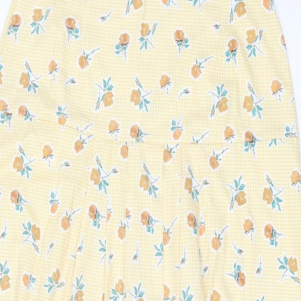 SheIn Womens Yellow Floral Polyester A-Line Skirt Size XL Zip