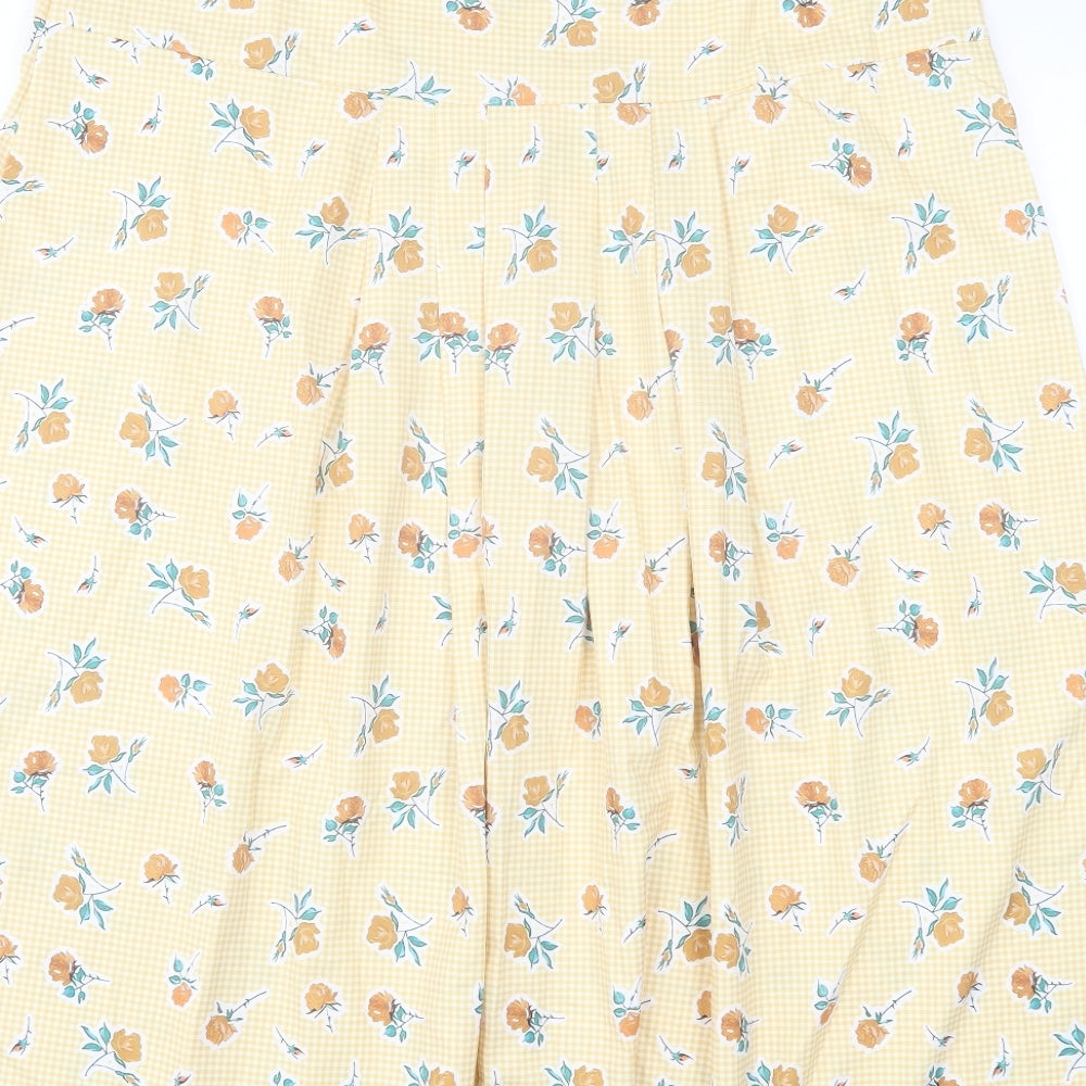 SheIn Womens Yellow Floral Polyester A-Line Skirt Size XL Zip