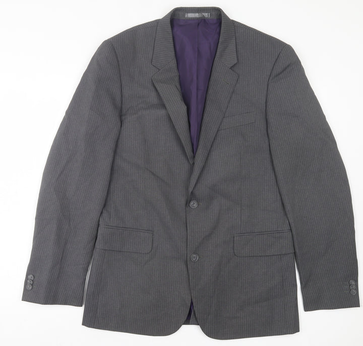 Taylor & Wright Mens Grey Striped Polyacrylate Fibre Jacket Suit Jacket Size 38