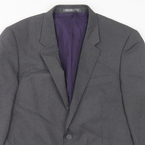 Taylor & Wright Mens Grey Striped Polyacrylate Fibre Jacket Suit Jacket Size 38