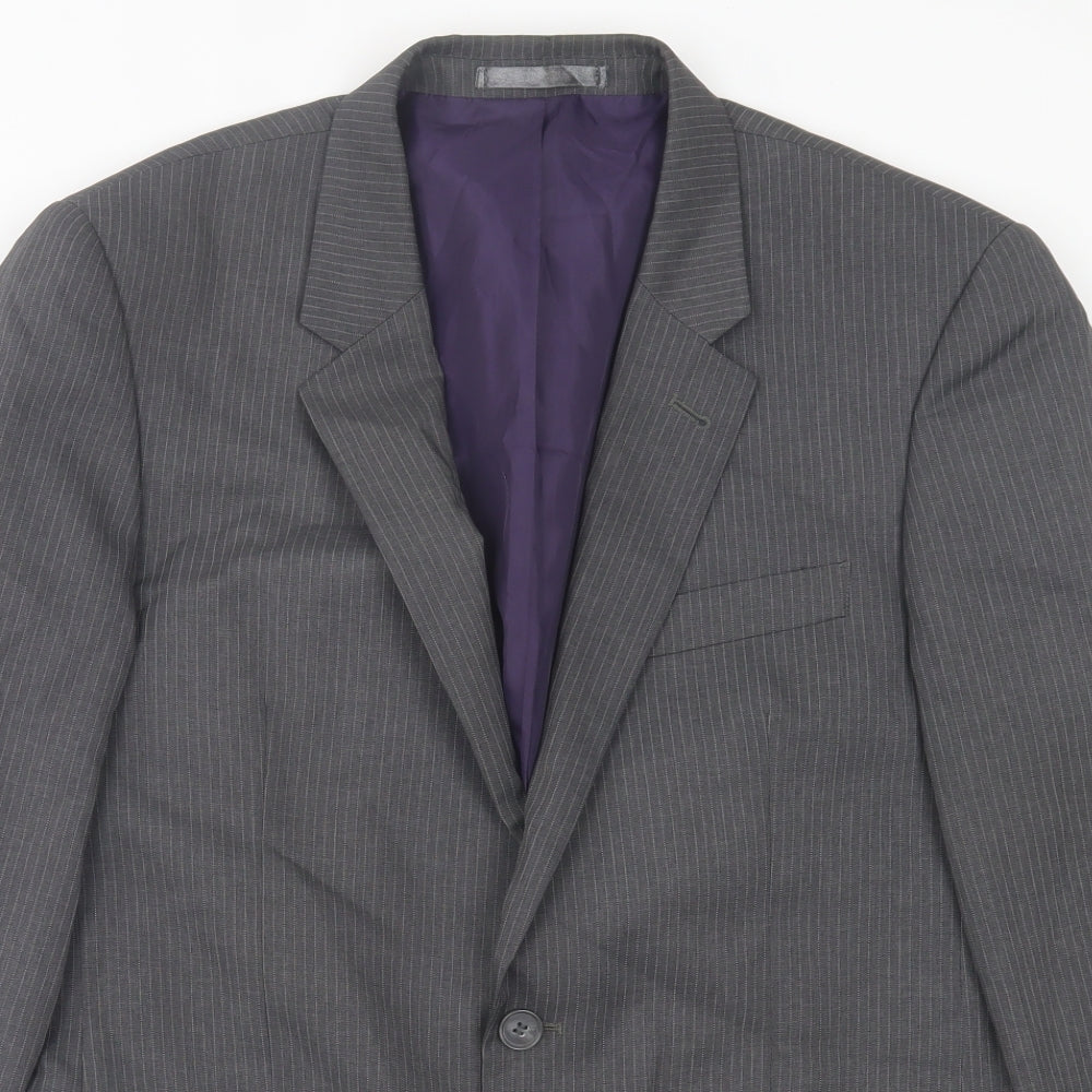 Taylor & Wright Mens Grey Striped Polyacrylate Fibre Jacket Suit Jacket Size 38