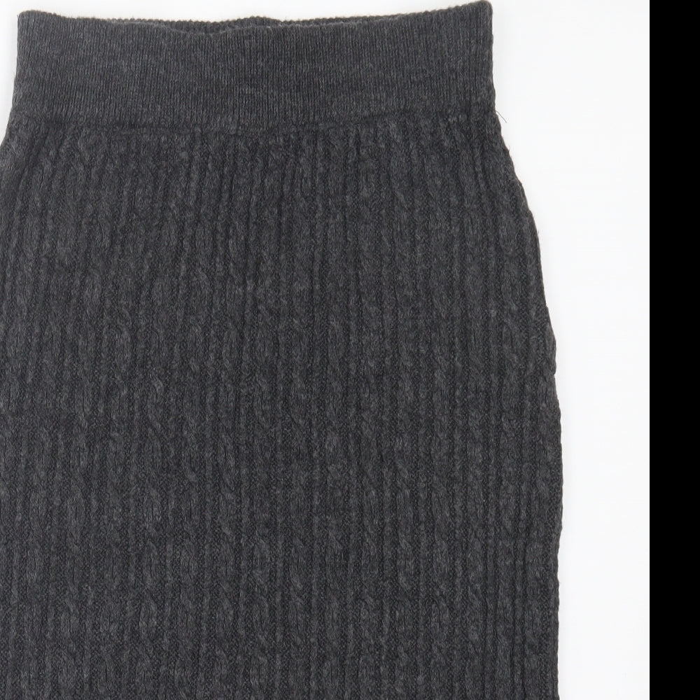 M&Co Womens Grey Acrylic Straight & Pencil Skirt Size 14