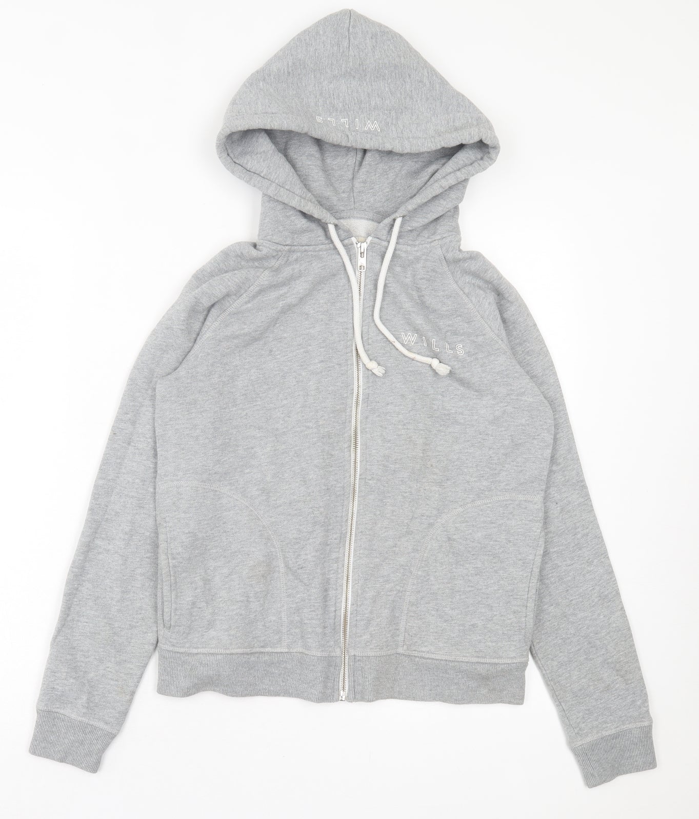 Jack Wills Womens Grey Cotton Full Zip Hoodie Size 8 Zip