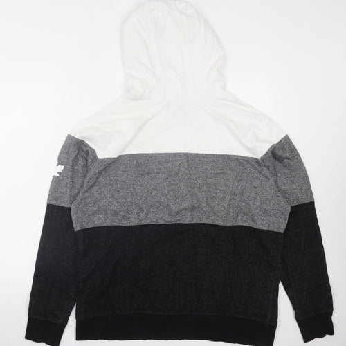 Canadiana Mens Black Striped Cotton Pullover Hoodie Size L - Canada