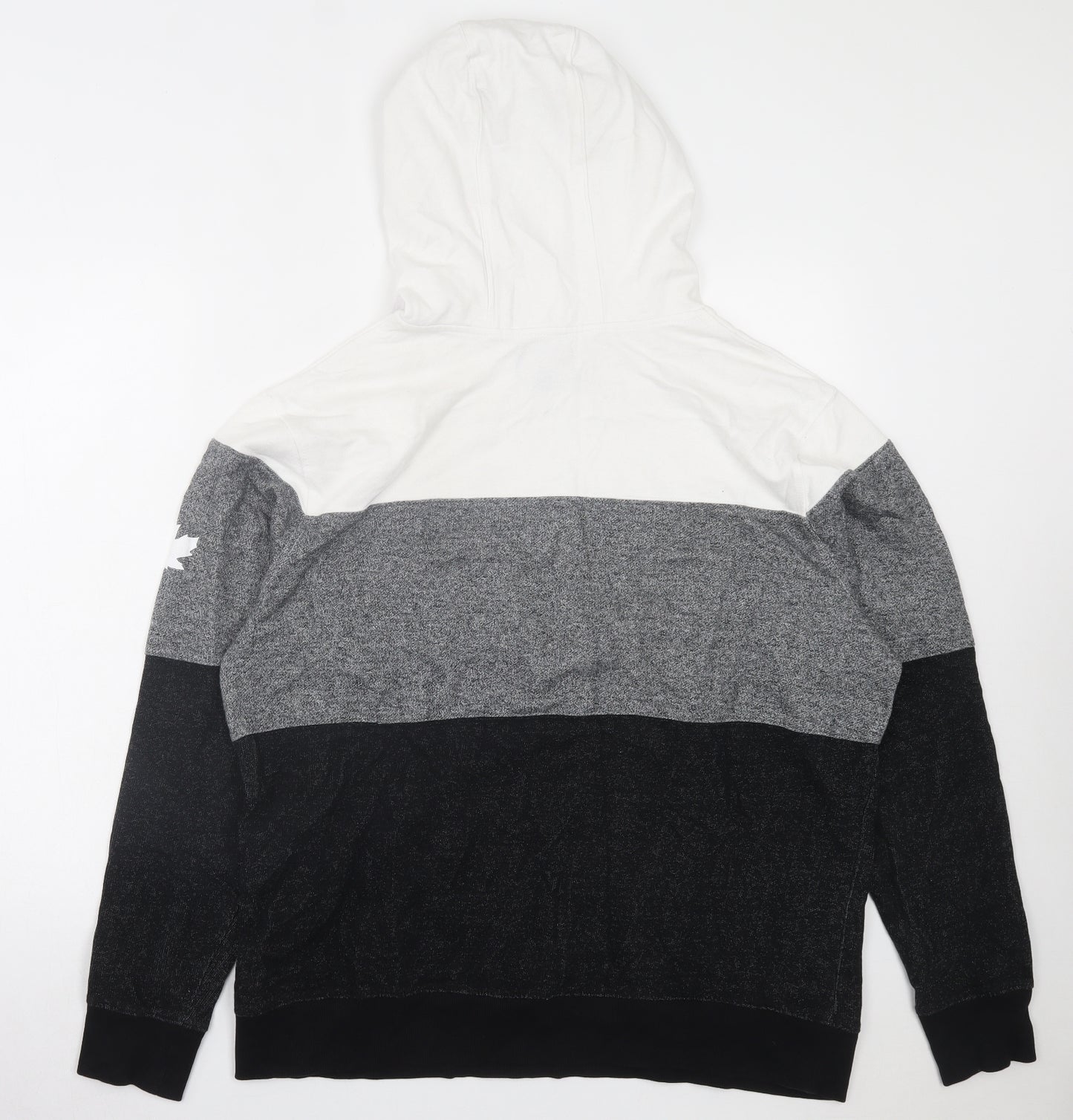 Canadiana Mens Black Striped Cotton Pullover Hoodie Size L - Canada
