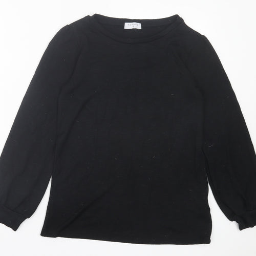 Papaya Womens Black Crew Neck Viscose Pullover Jumper Size 8