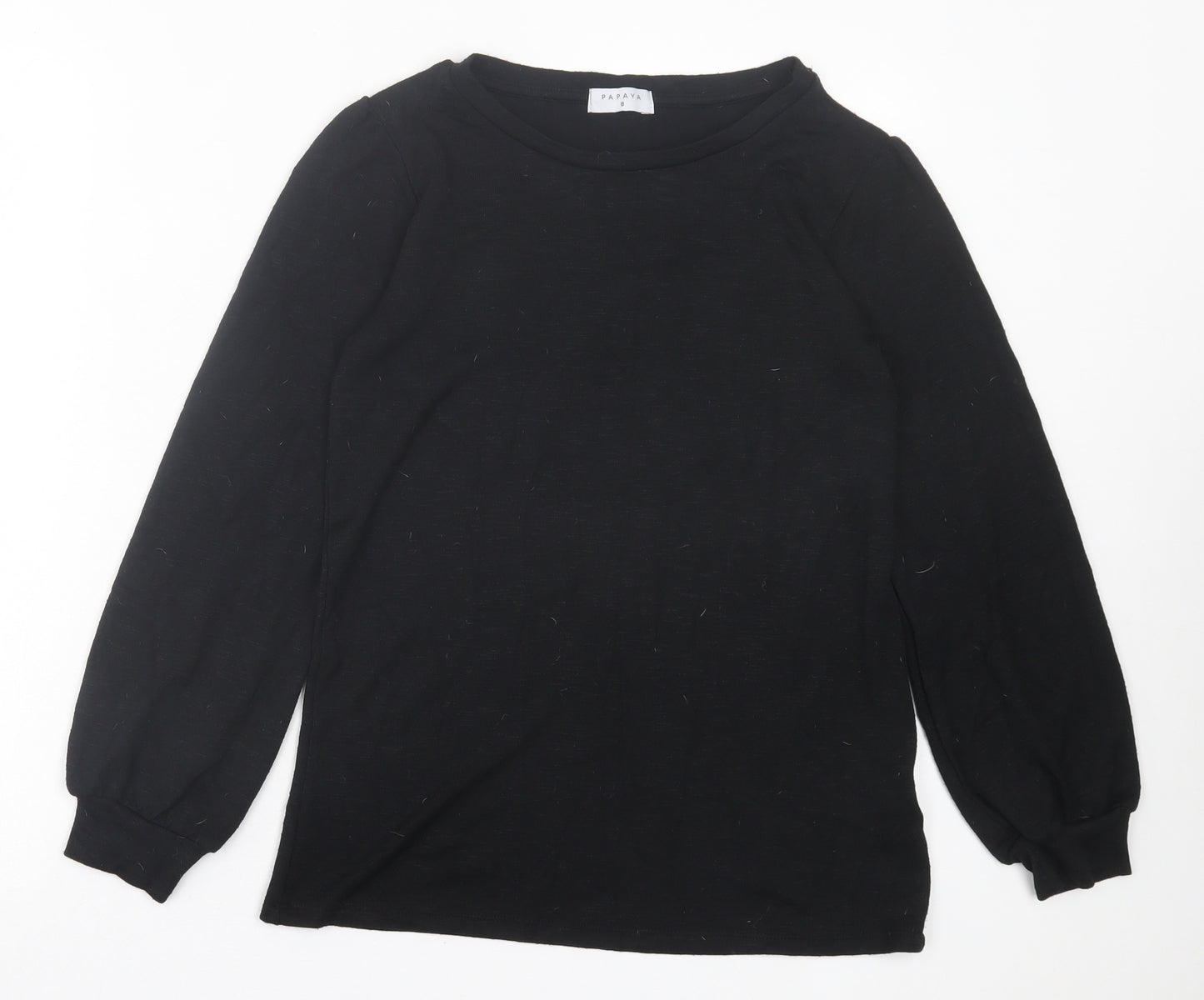 Papaya Womens Black Crew Neck Viscose Pullover Jumper Size 8