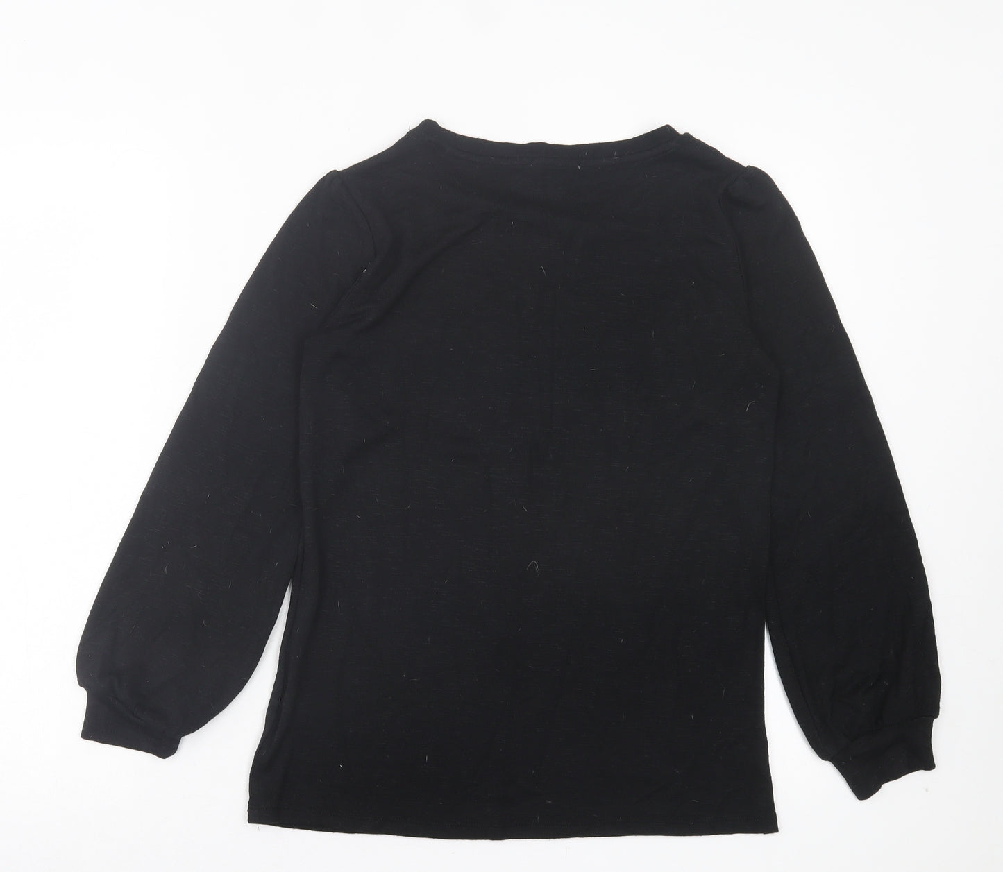Papaya Womens Black Crew Neck Viscose Pullover Jumper Size 8