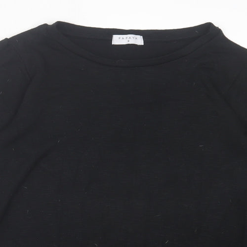 Papaya Womens Black Crew Neck Viscose Pullover Jumper Size 8