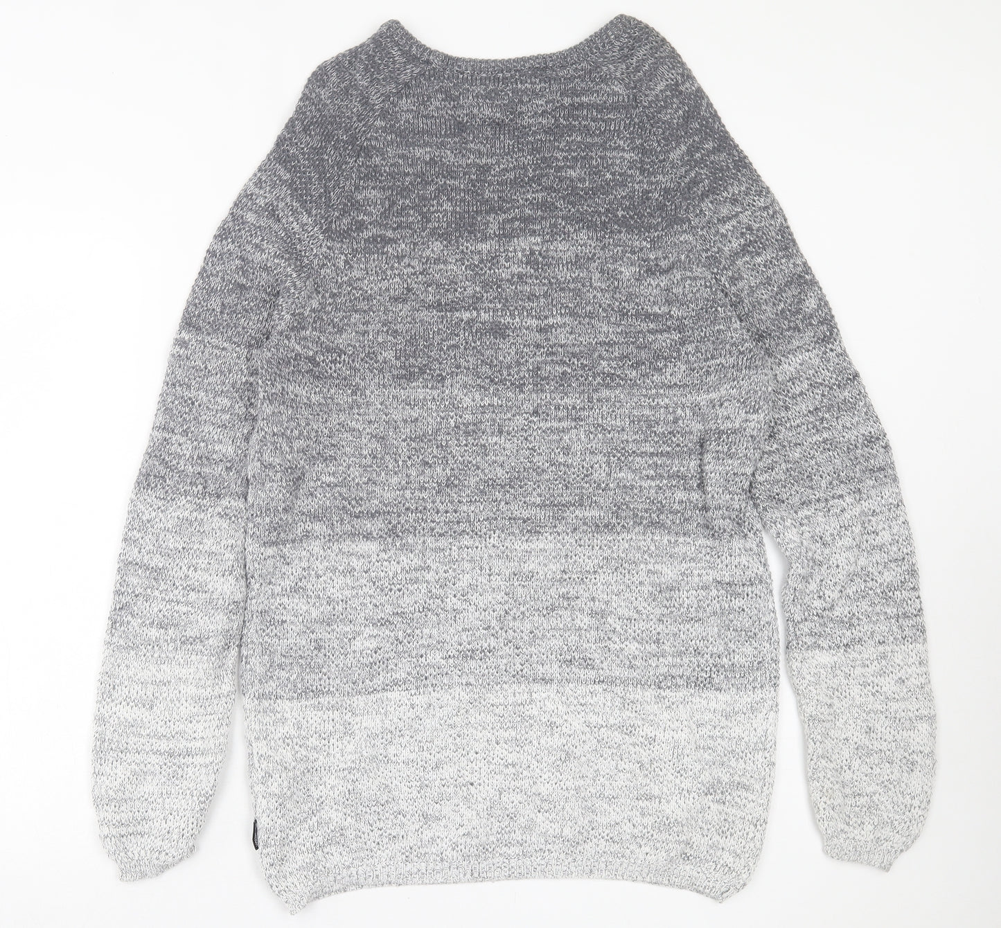 Your Turn Womens Grey Striped Cotton Jumper Dress Size M Crew Neck Pullover
