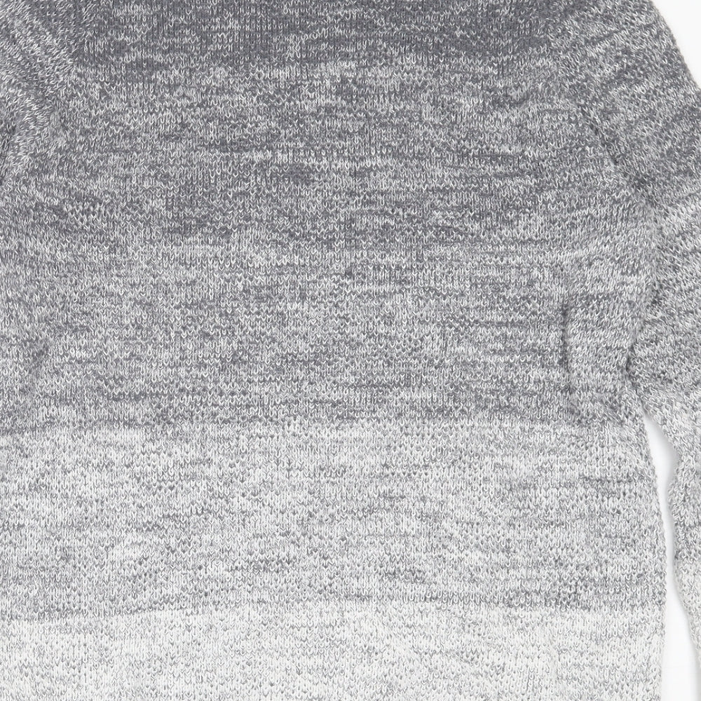 Your Turn Womens Grey Striped Cotton Jumper Dress Size M Crew Neck Pullover
