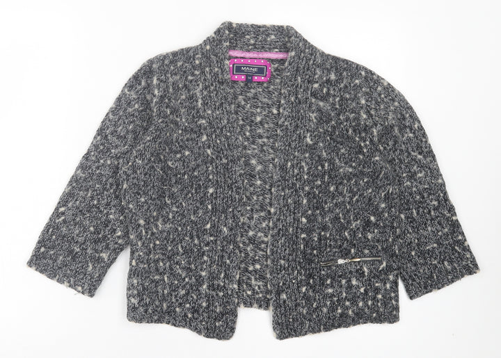 Maine Womens Grey V-Neck Acrylic Cardigan Jumper Size 14