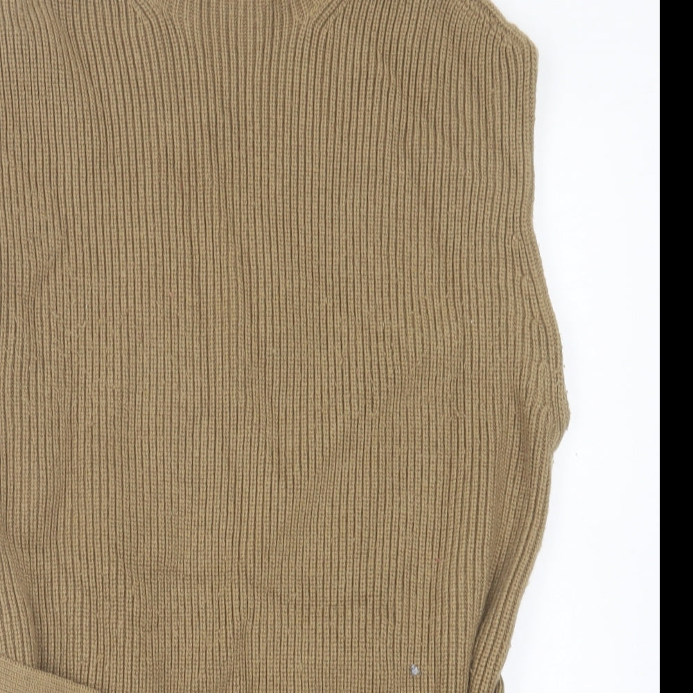 Autograph Womens Brown Polyamide Jumper Dress Size M Mock Neck Pullover