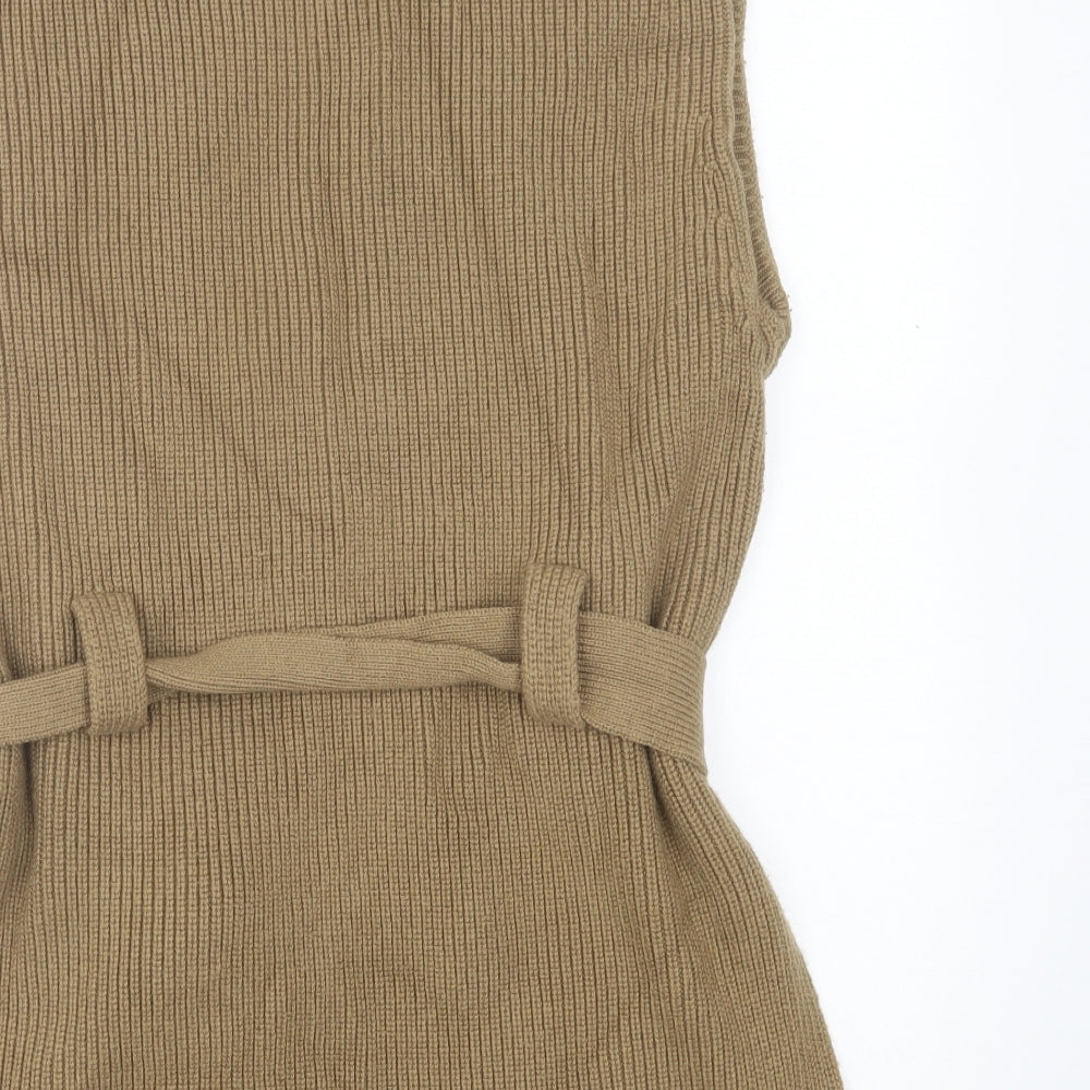 Autograph Womens Brown Polyamide Jumper Dress Size M Mock Neck Pullover