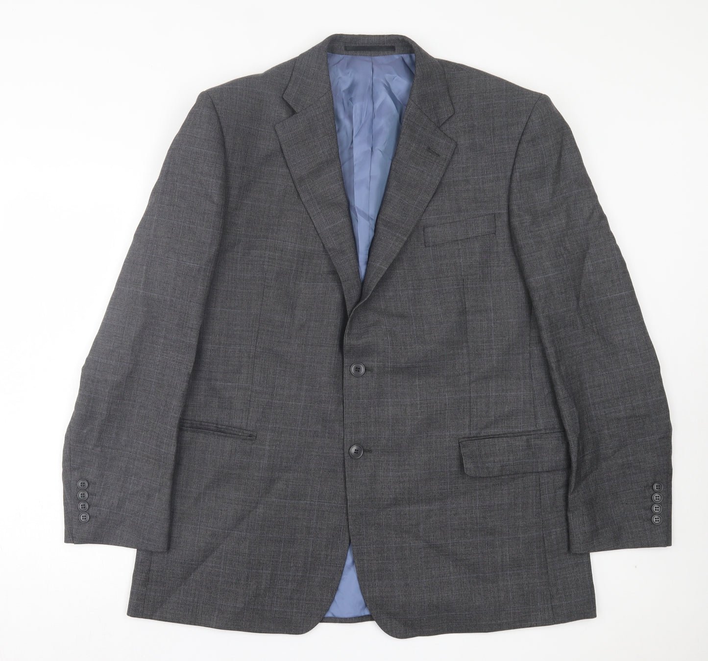 Berwin & Berwin Mens Grey Plaid Wool Jacket Suit Jacket Size 44