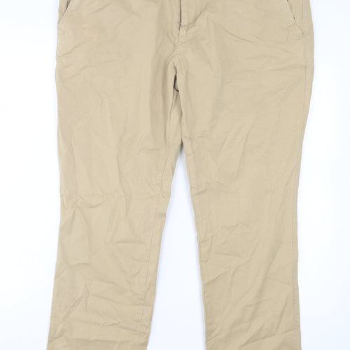 Racing Green Mens Beige Cotton Chino Trousers Size 38 L30 in Regular Button