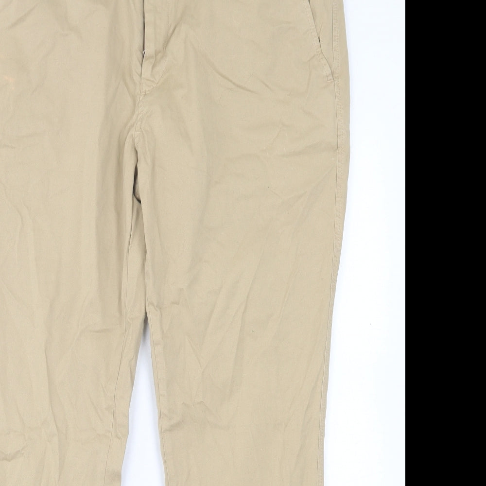 Racing Green Mens Beige Cotton Chino Trousers Size 38 L30 in Regular Button