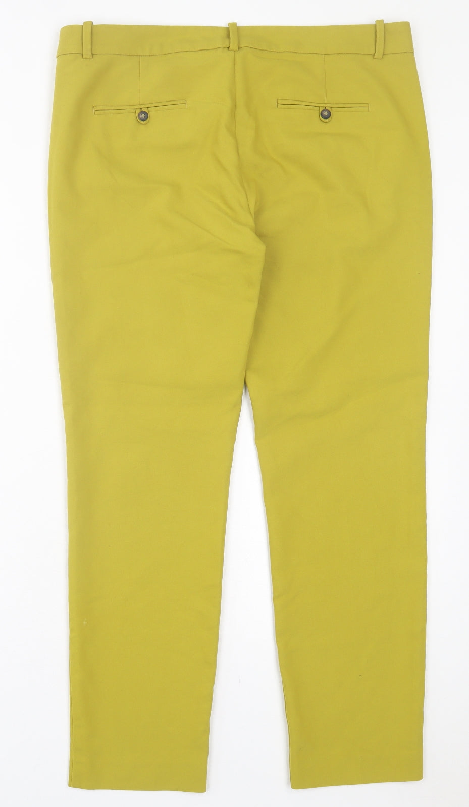 Zara Womens Green Cotton Trousers Size 14 L28 in Regular Hook & Eye