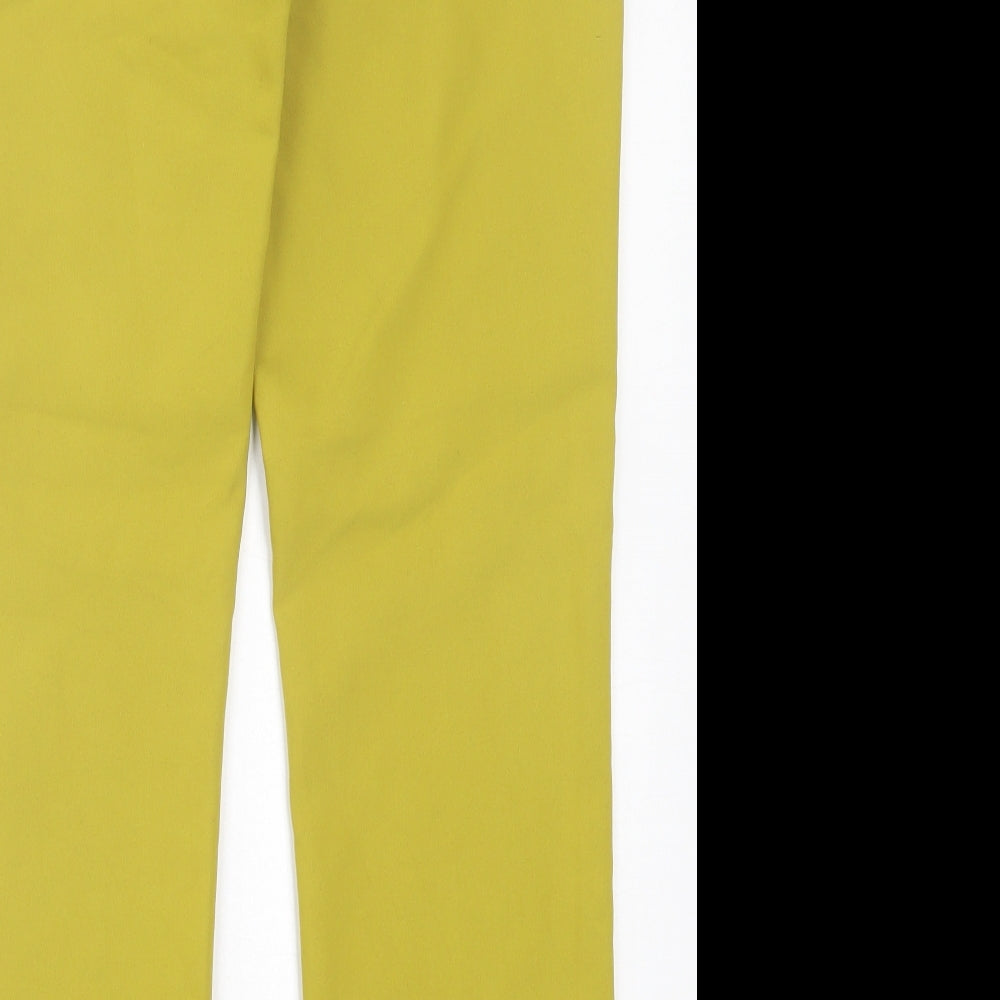 Zara Womens Green Cotton Trousers Size 14 L28 in Regular Hook & Eye