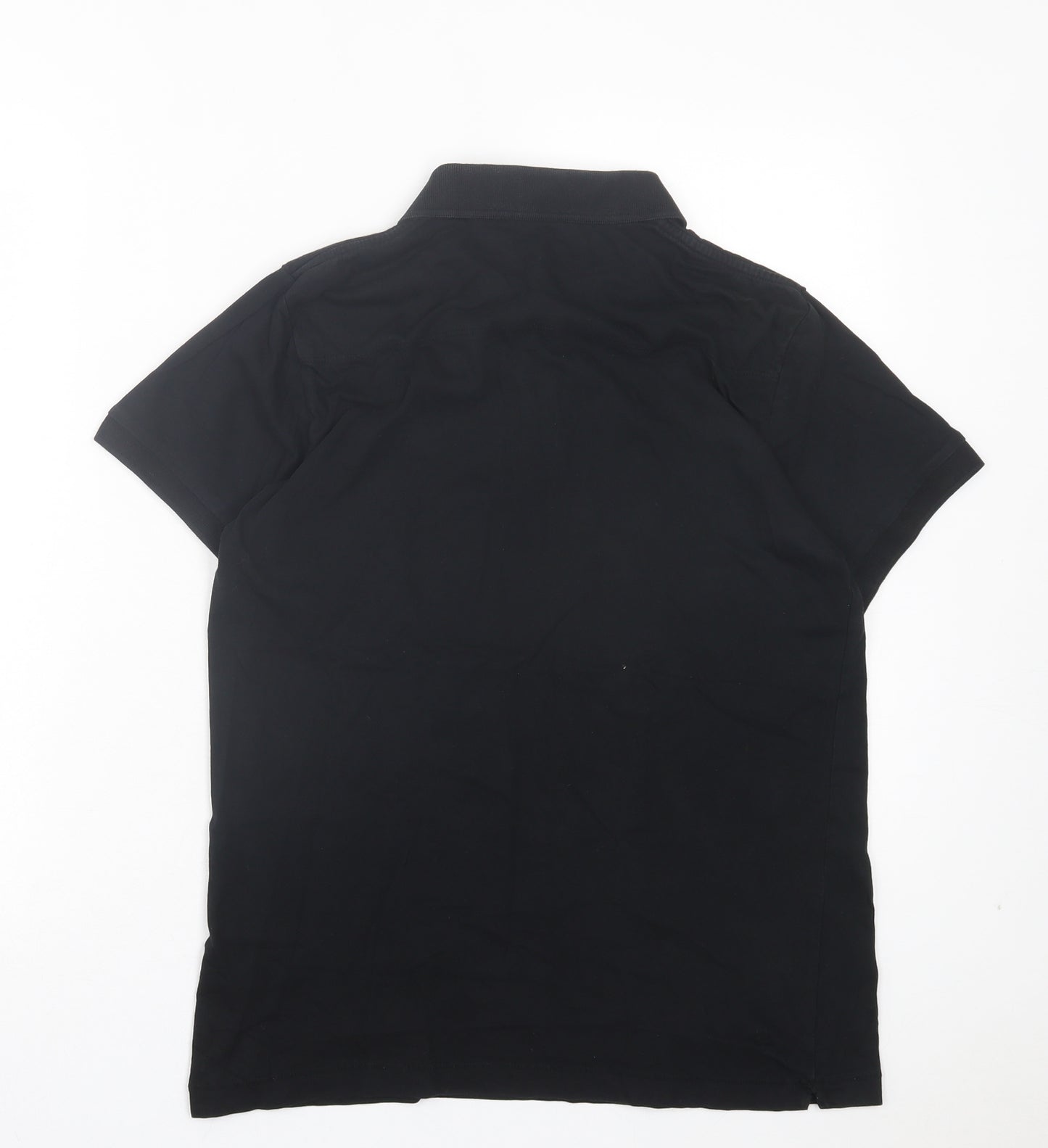 French Connection Mens Black Cotton Polo Size M Collared Button