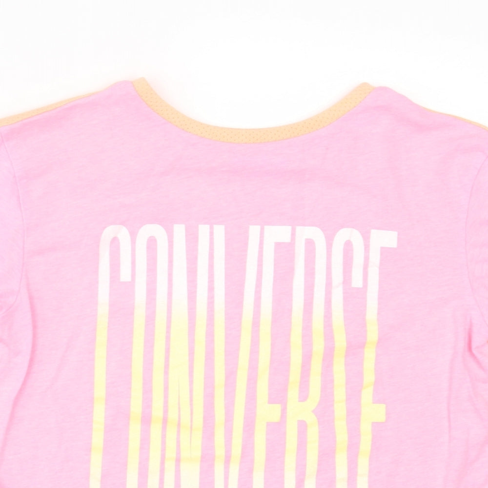 Converse Girls Pink Viscose Basic T-Shirt Size 13-14 Years Crew Neck Pullover