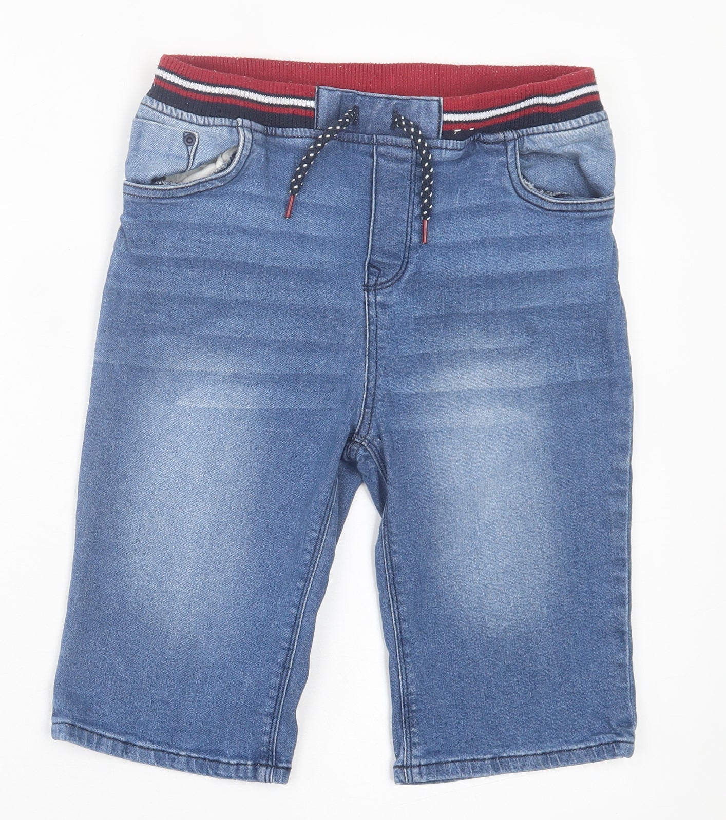TU Boys Blue Cotton Bermuda Shorts Size 11 Years Regular Drawstring