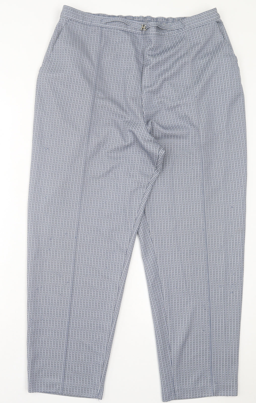 Marks and Spencer Womens Blue Plaid Polyester Trousers Size 22 L28 in Regular