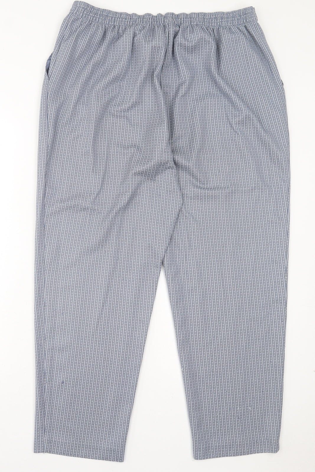 Marks and Spencer Womens Blue Plaid Polyester Trousers Size 22 L28 in Regular