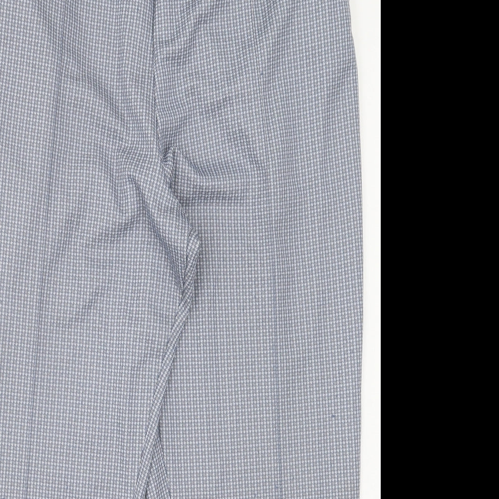 Marks and Spencer Womens Blue Plaid Polyester Trousers Size 22 L28 in Regular