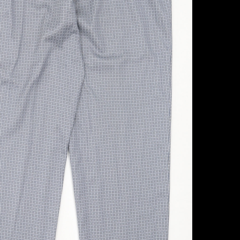 Marks and Spencer Womens Blue Plaid Polyester Trousers Size 22 L28 in Regular