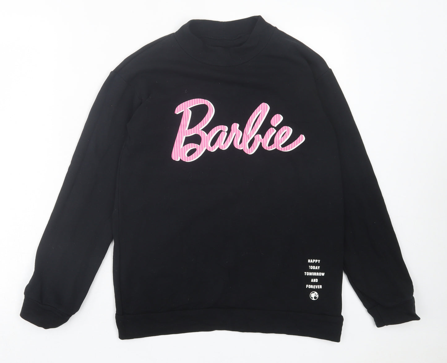 Uniqlo Girls Black Cotton Pullover Sweatshirt Size 13 Years Pullover - Barbie