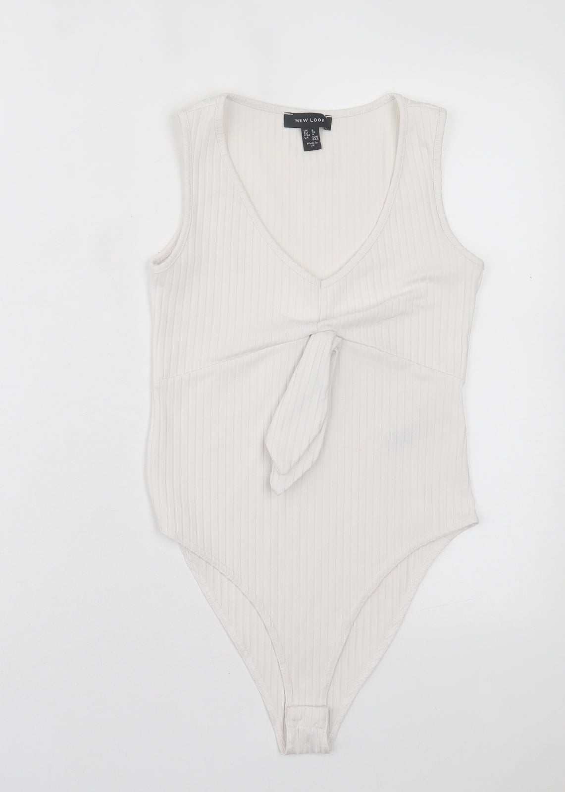 New Look Womens White Polyester Bodysuit One-Piece Size 8 Snap