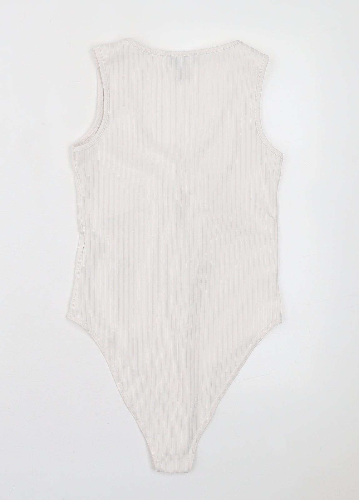 New Look Womens White Polyester Bodysuit One-Piece Size 8 Snap
