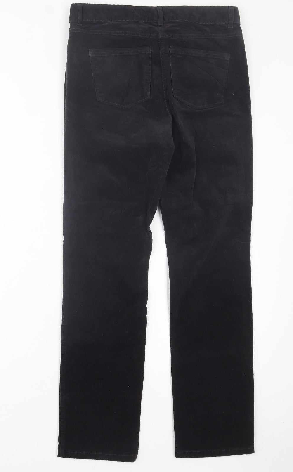 Marks and Spencer Womens Black Cotton Trousers Size 10 L28 in Regular Button