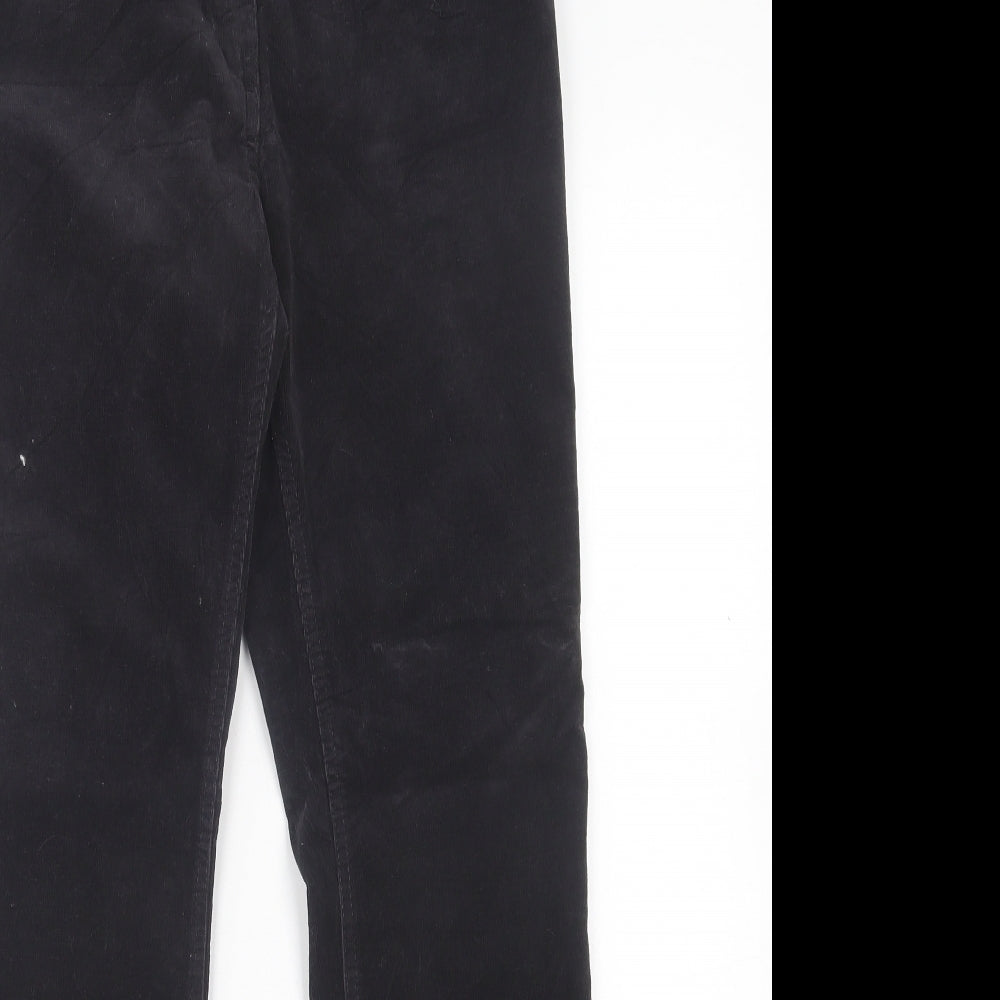 Marks and Spencer Womens Black Cotton Trousers Size 10 L28 in Regular Button